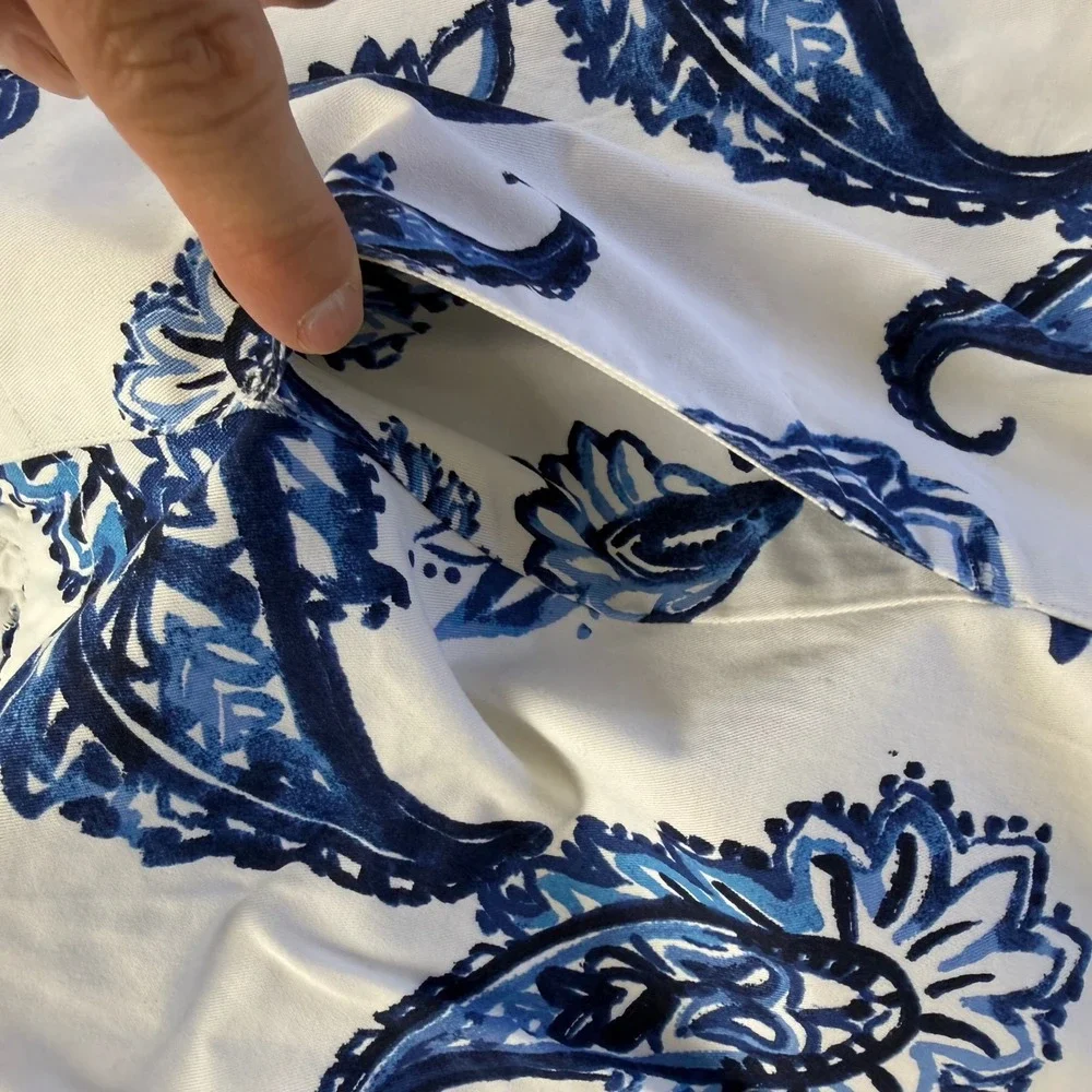 Appleseeds Blue White Paisley Ruffle Trim Open Front Jacket Womens Plus 3X - Picture 7 of 9